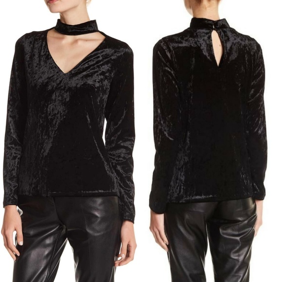 NEW RO &DE Womens Velvet Goth Black Choker Top M - Picture 1 of 8